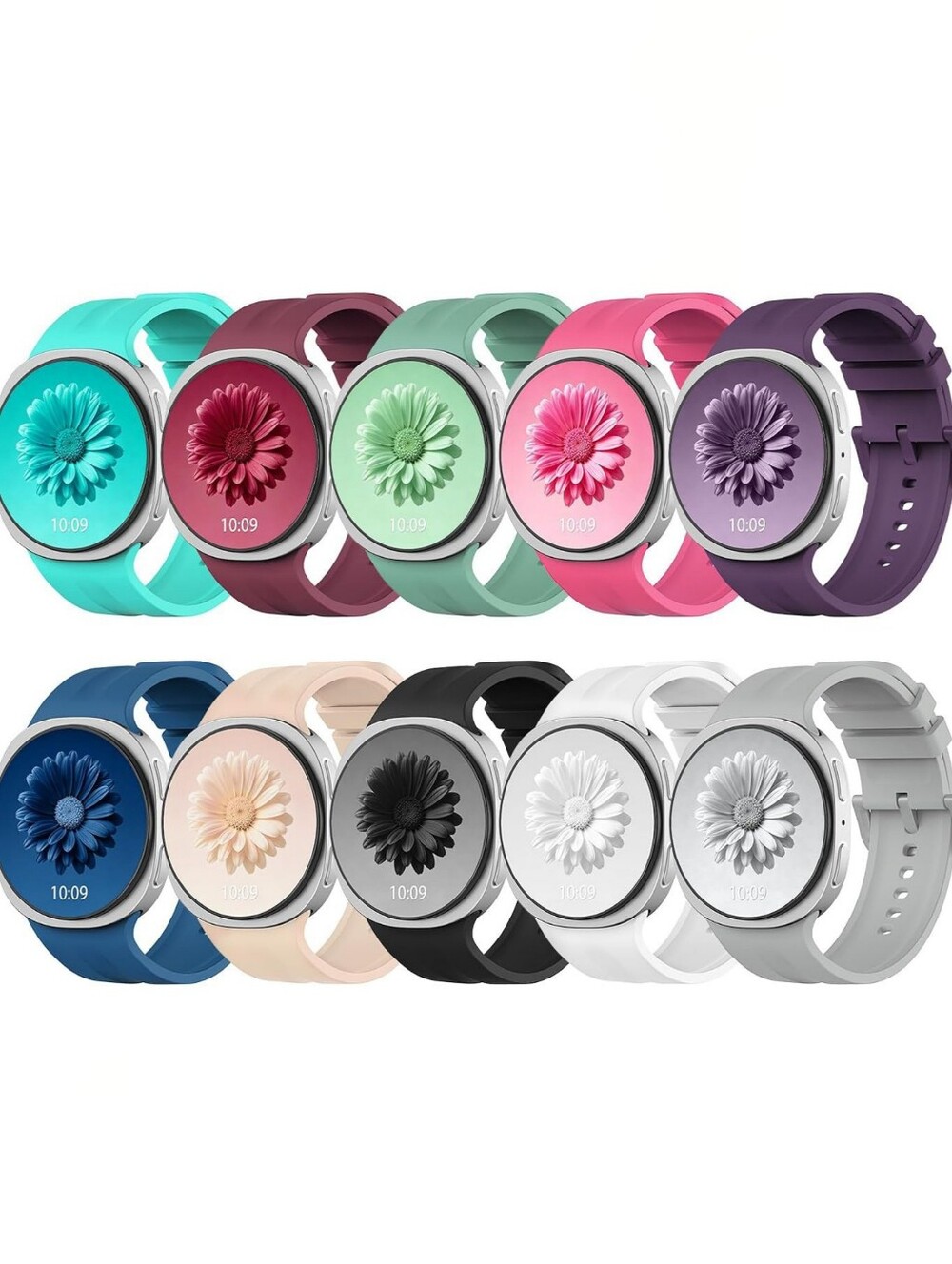 Samsung Galaxy Watch 9/8 40mm/44mm 10 Pcs No Gap Silicone Bands - NEW